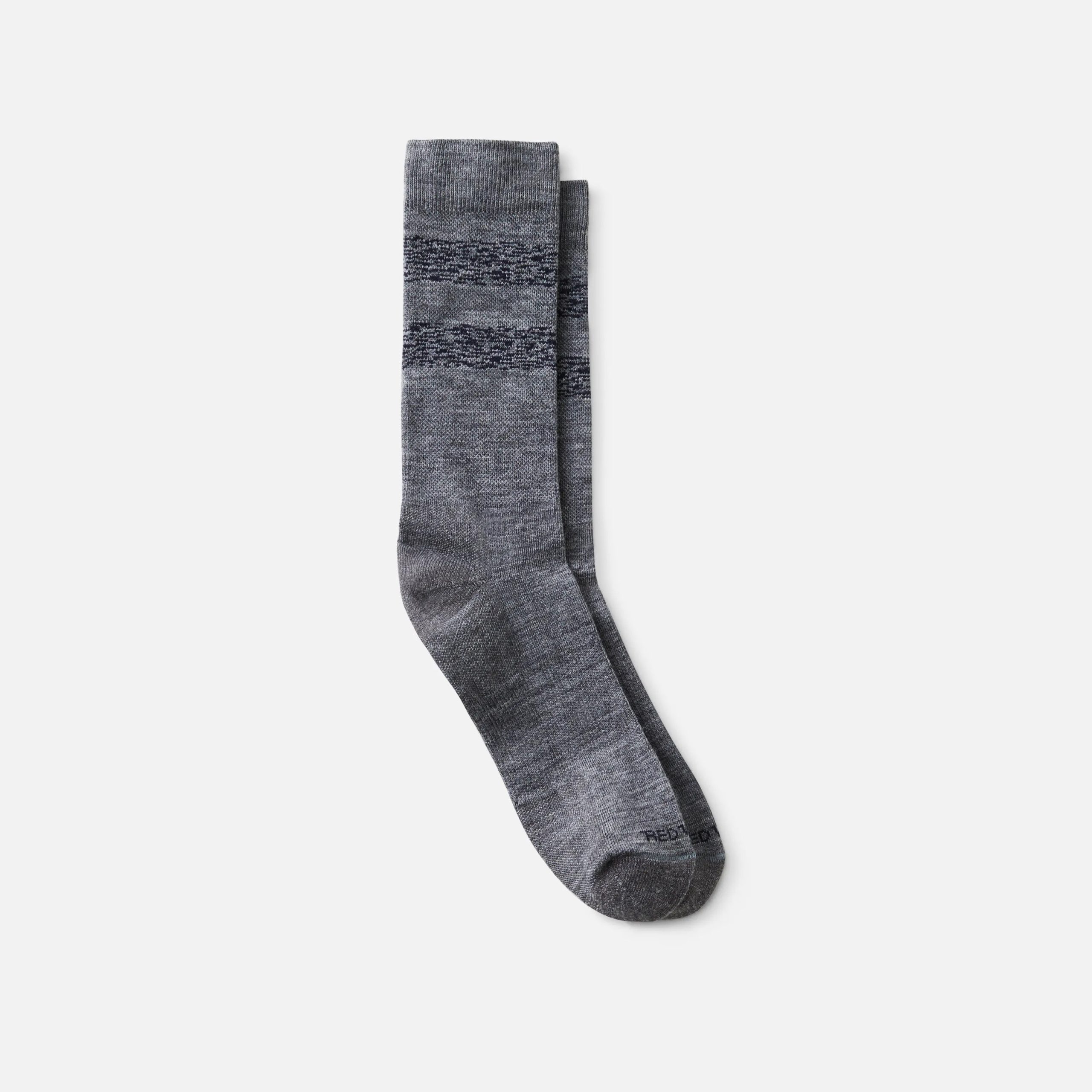 Merino Wool Blend Striped Crew Socks Gray/Navy 97677
